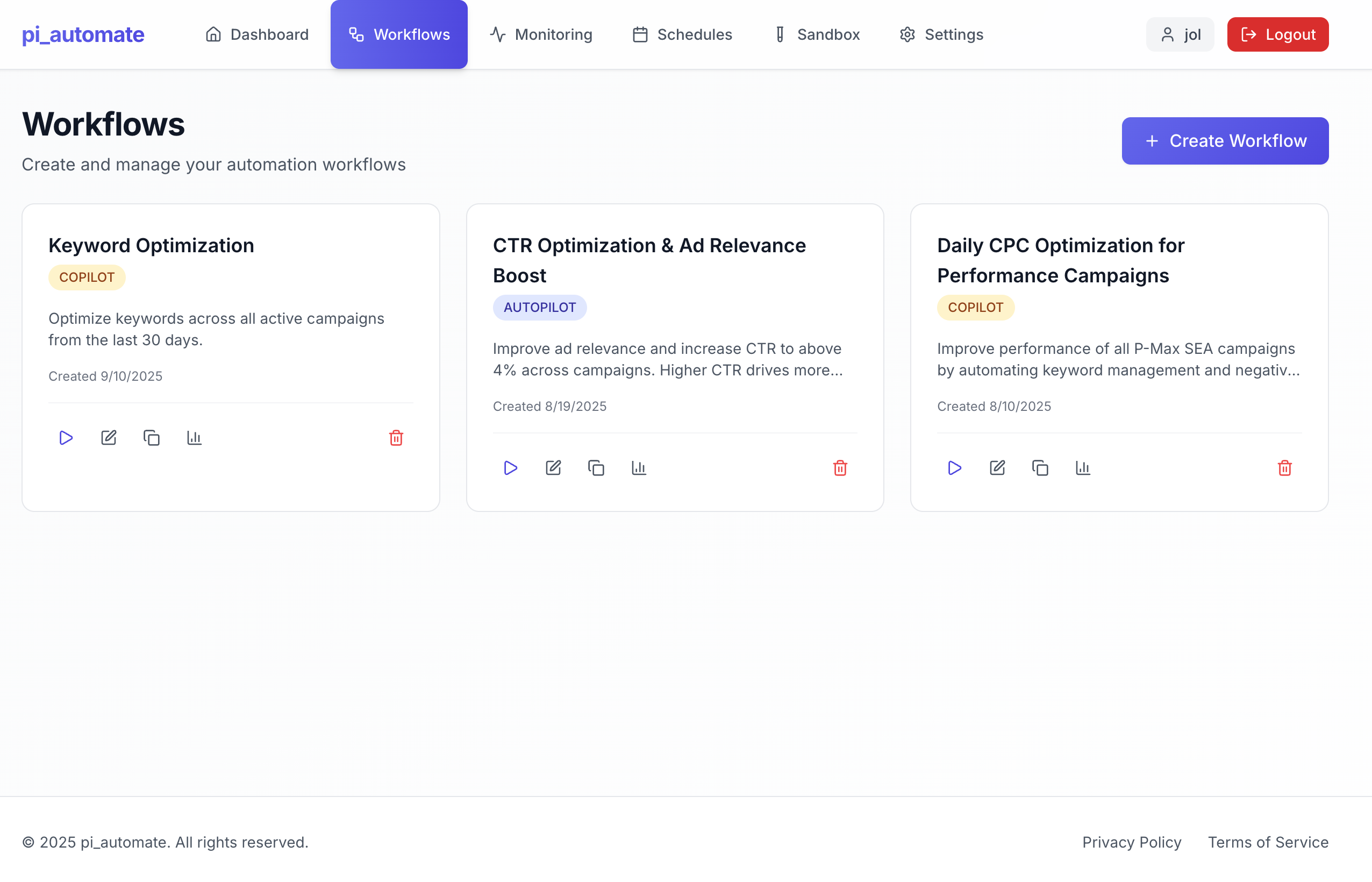 pi-automate dashboard interface