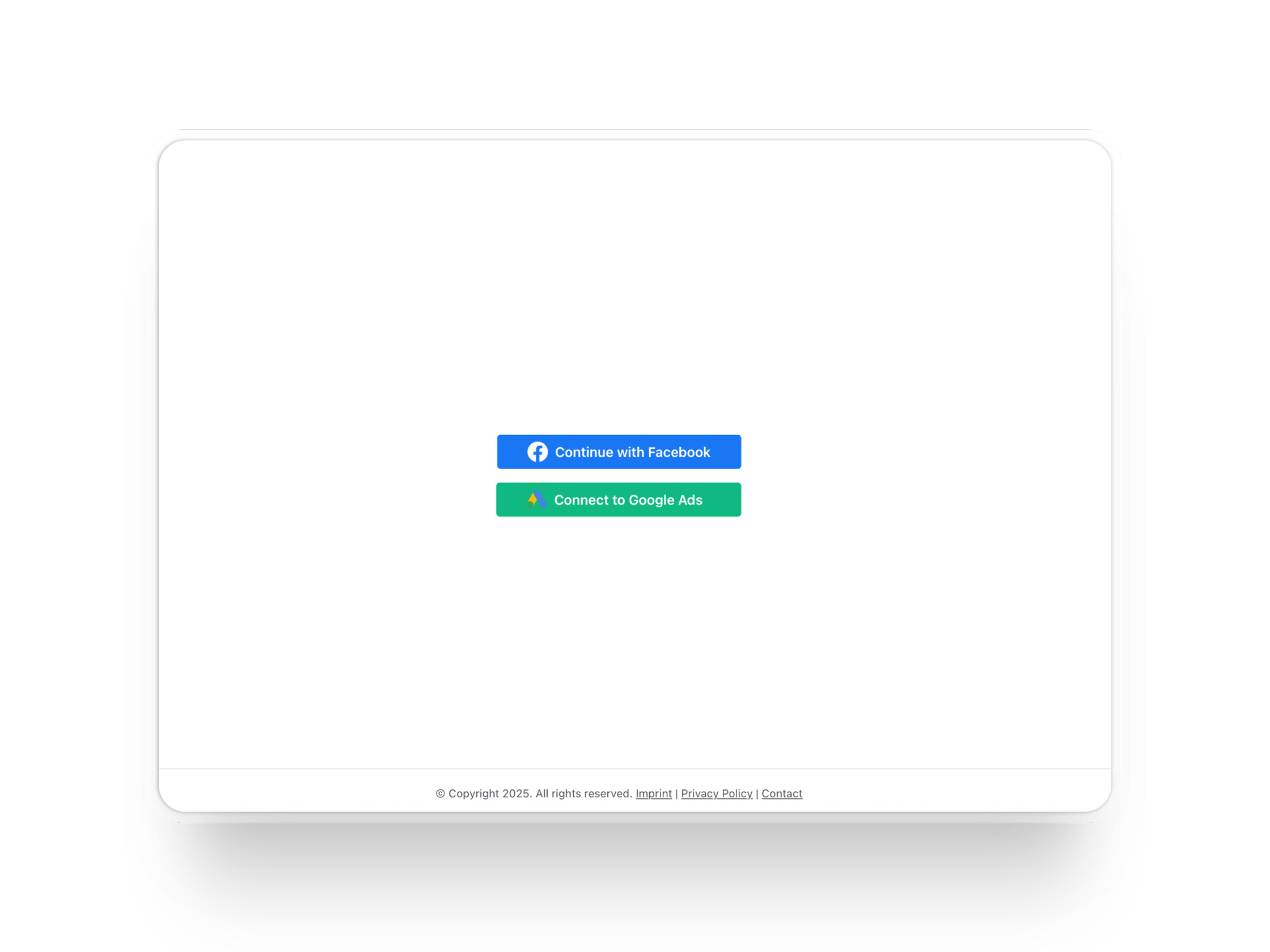 Connect your ad accounts dashboard