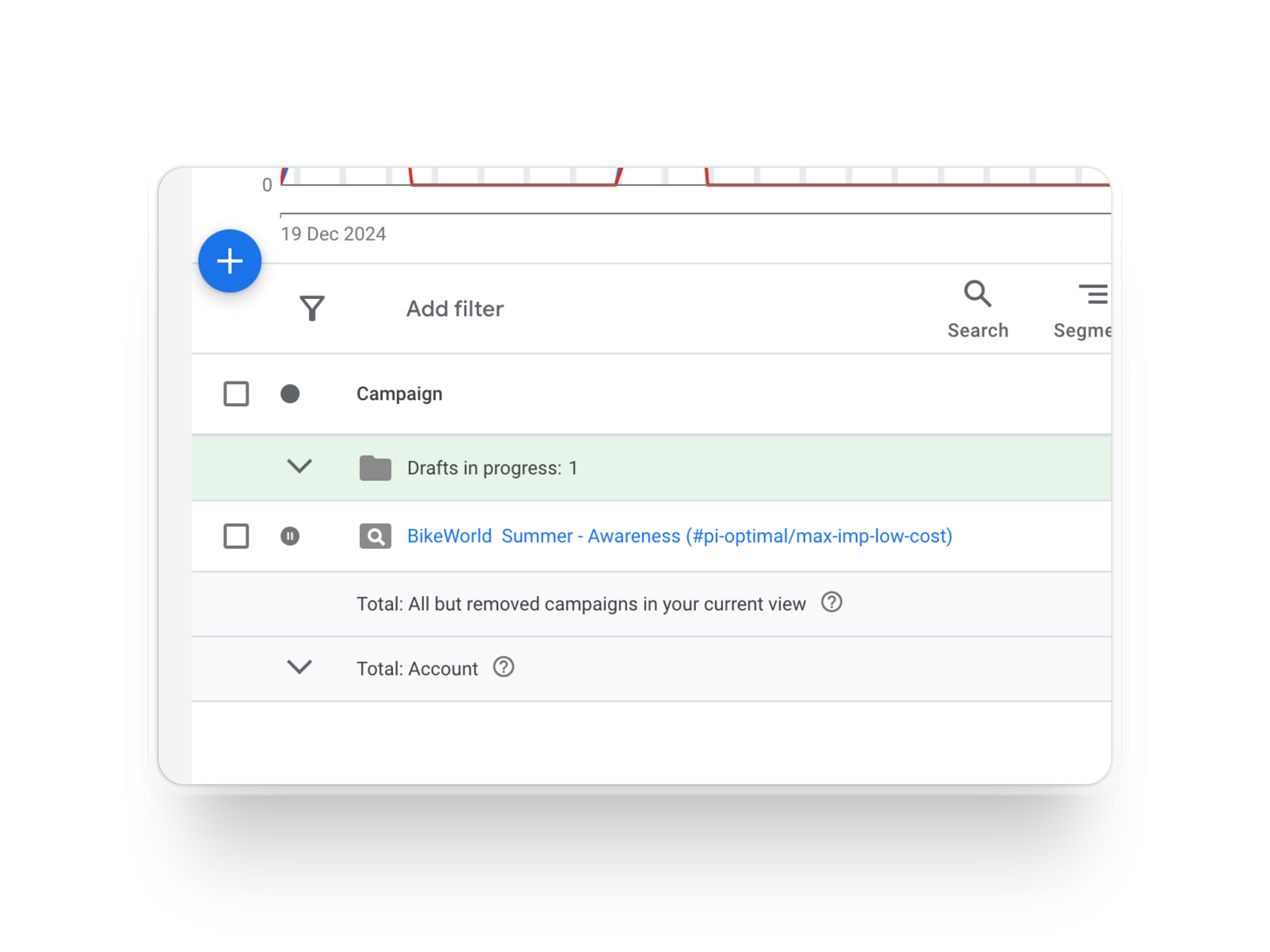Select campaigns interface